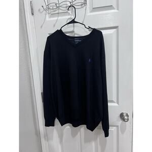 Polo Ralph Lauren Mens 4XB Big V Neck Sweater Black Merino Wool